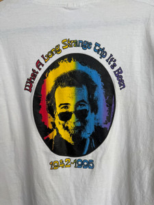 Vintage "We Will Get By..." Jerry Garcia Tribute Grateful Dead White T-Shirt Size Large