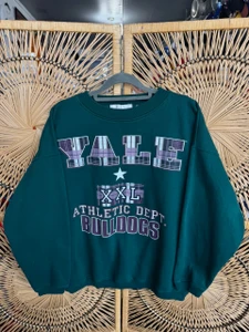 Vintage Paris Sport Club Yale University Bulldogs Forest Green Crewneck Sweatshirt Size Medium