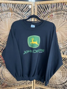 Vintage Y2K John Deere Black Crewneck Sweatshirt Size XXL 2XL
