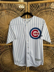 Majestic Chicago Cubs Kris Bryant #17 Stitched White Pinstripe Jersey Size Small