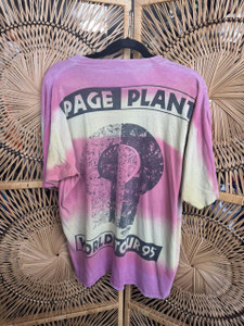 Vtg 90s 1995 Page Plant Rock Band Pink & Yellow Dyed T-Shirt Size XL X-Large