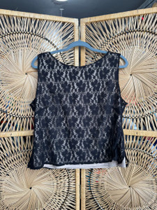 Vintage Danny & Nicole Black Lacey Layered Women's Tank Top Size 16
