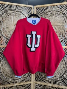 Vintage Starter Indiana University Hoosiers Embroidered Red V-Neck Sweatshirt Size X-Large XL