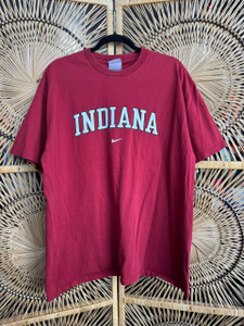 Vintage Nike Team Indiana University IU Hoosiers Mini Swoosh Red T-Shirt Size XL X-Large