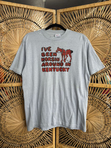 Vintage Selec-T "I've Been Horsin' Around In Kentucky" Gray T-Shirt Size XL X-Large