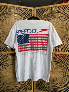 Vintage Speedo Classic American Graphic White T-Shirt Size Large