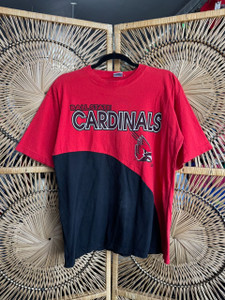 Vintage 90s Salem Sportswear Ball State University Cardinals Black & Red T-Shirt Size Large