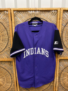 Vtg Starter MLB Cleveland Indians Purple & Black Baseball Jersey Size Large L Vtg Starter MLB Cleveland Indians Purple & Black Baseball Jersey Size Large L