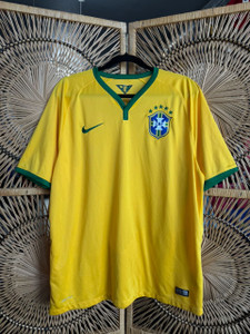 Nike CBF Brazilian Football Confederation Yellow Green Soccer Jersey #10 Size X-Large