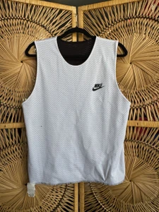 Vintage 80s 90s Nike NBA Black & White Reversible Warm-Up Jersey Size Small