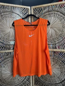 Vintage Y2K Nike NBA Orange Center Swoosh Warm-Up Jersey Size Large
