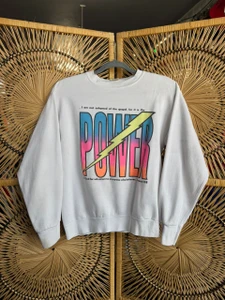 Vintage "The Power Of God" White Crewneck Sweatshirt Size Medium