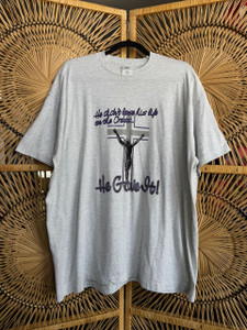 Vintage "He Didn't Lose His Life On The Cross...He Gave It!"Grey T-Shirt Size XXL 2XL