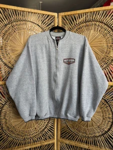 Vintage Y2K Harley Davidson Motorcycles Grey Full-Zip Crewneck Sweatshirt Size Large