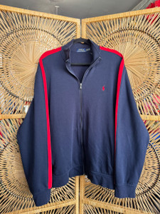Vintage Polo Sport Ralph Lauren Blue With Red Stripe Track Jacket Size XXL 2XL