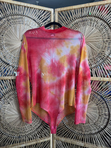 Y2K Pink & Orange Tie Dyed Mesh Body Women's Top Size X-Large