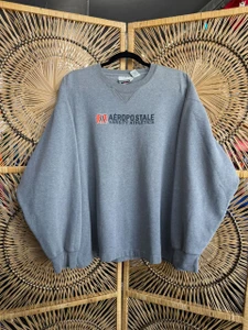 Y2K Aeropostale Varsity Athletics Grey Crewneck Sweatshirt Size XL X-Large