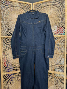 Vintage 90s Y2K FUBU Dark Wash Denim Women's Jumpsuit Size 15/16