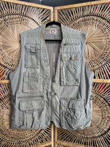 Vintage 80s 90s Banana Republic Army Green Fishing Vest Size XL