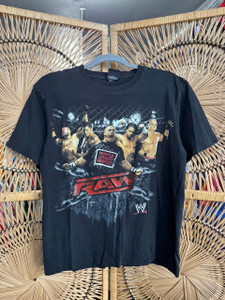 Vintage Y2K 2008 WWF WWE Wrestling John Cena Hustle Loyalty Respect Black T-Shirt Size Medium