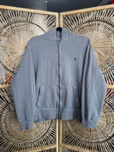 Vintage Polo Ralph Lauren Taupe Heavy Knit Full Zip Hooded Sweatshirt Size X-Large