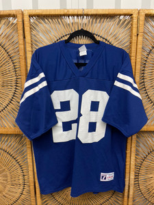 Logo 7 NFL Indianapolis Colts Marshall Faulk #28 Blue Jersey Size Large