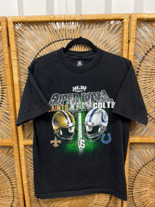 NFL Team Apparel Superbowl XLIV New Orleans Saints Indianapolis Colts Black T-Shirt Size Medium