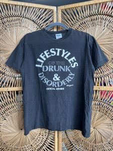 Vtg 90s Lifestyles Of The Drunk & Disorderly Faded Black T-Shirt Size Medium