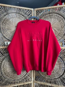 Vintage Y2K PM Sports Ohio State University OSU Embroidered Red Crewneck Sweatshirt Size Medium