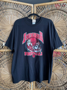 Vintage Red Oak Indiana University Hoosiers Football Black T-Shirt Size X-Large