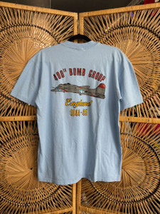 Vintage 80s 90s Stedman 490th Bombardment Group Light Blue T-Shirt Size Large