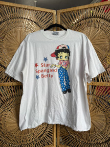 Vintage Betty Boop Star Spangled Betty White Graphic T-Shirt Size X-Large