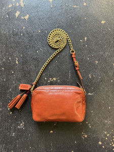 Y2K Coach Flight #25362 Cognac Brown W/ Brass Chain Crossbody Bag