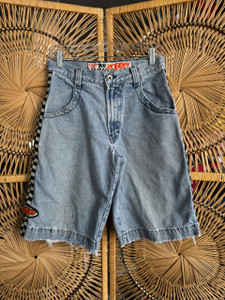 Vintage 90s Y2K JNCO Taxi Light Wash Denim Shorts Size 28