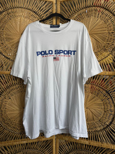 Y2K Polo Sport By Ralph Lauren Spellout White T-Shirt Size 3XL XXXL