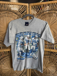 Vintage Pro Player Indianapolis Colts NFL Triple Threat Gray T-Shirt Size Small