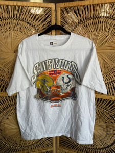 NFL Team Apparel Superbowl XLIV New Orleans Saints Indianapolis Colts White T-Shirt Size Large
