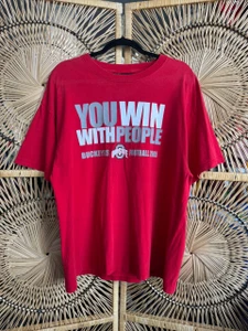 Vintage Y2K 2005 Ohio State University OSU Buckeyes Football  "You Win With People" Red T-Shirt Size Large