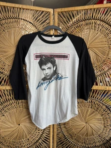 Vintage 80s 1983 The Knits Rick Springfield Living In Oz World Tour Raglan Black & White T-Shirt Size Medium