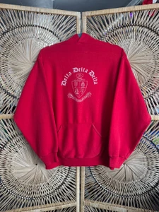 Vintage Tri Delta Women's Sorority Red Hooded Sweatshirt Size Women's X-Large XL