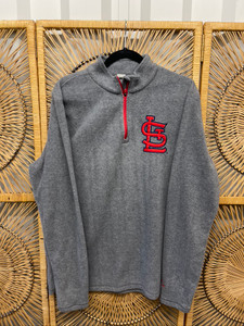 St. Louis Cardinals MLB Baseball Gray 1/4 Zip Fleece Pullover Sweater Size Adult XL St. Louis Cardinals MLB Baseball Gray 1/4 Zip Fleece Pullover Sweater Size Adult XL