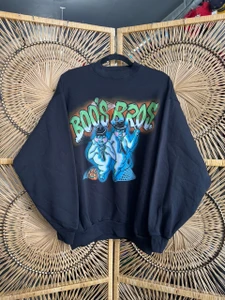 Vtg 90s Halloween Boo's Bros Black Crewneck Sweatshirt Size Large