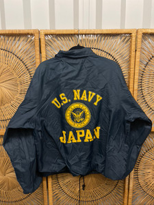 Vtg 80s US Navy Japan Blue Windbreaker Button Up Jacket Size XL Vtg 80s US Navy Japan Blue Windbreaker Button Up Jacket Size XL