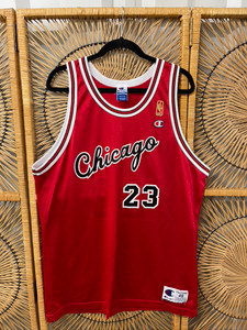 Vtg  Champion NBA Michael Jordan #23 Chicago Bulls 50th Anniversary Gold Logo Jersey Size 48 Vtg  Champion NBA Michael Jordan #23 Chicago Bulls 50th Anniversary Gold Logo Jersey Size 48