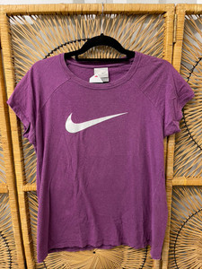 Y2K 2000s Nike Center Swoosh Purple Women's Athletic Cut T-Shirt Size Large L