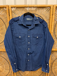 Polo Ralph Lauren Linen Blue Button Down Shirt Size Medium Polo Ralph Lauren Linen Blue Button Down Shirt Size Medium