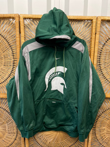 Y2K Nike Team Michigan State University Green Center Check Hoodie Sweatshirt Size Medium Y2K Nike Team Michigan State University Green Center Check Hoodie Sweatshirt Size Medium