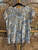 Y2K Oneworld Paisley Blue & Tan Women's T-Shirt Size Medium