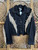 Vtg Western Collection Black & Tan Fringe Denim Jacket Women's Size XL