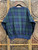 Vtg MLB Cleveland Indians Navy Blue Plaid Crewneck Sweatshirt Size Large L